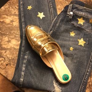 Catherine Malandrino Gold loafer slides Sz8